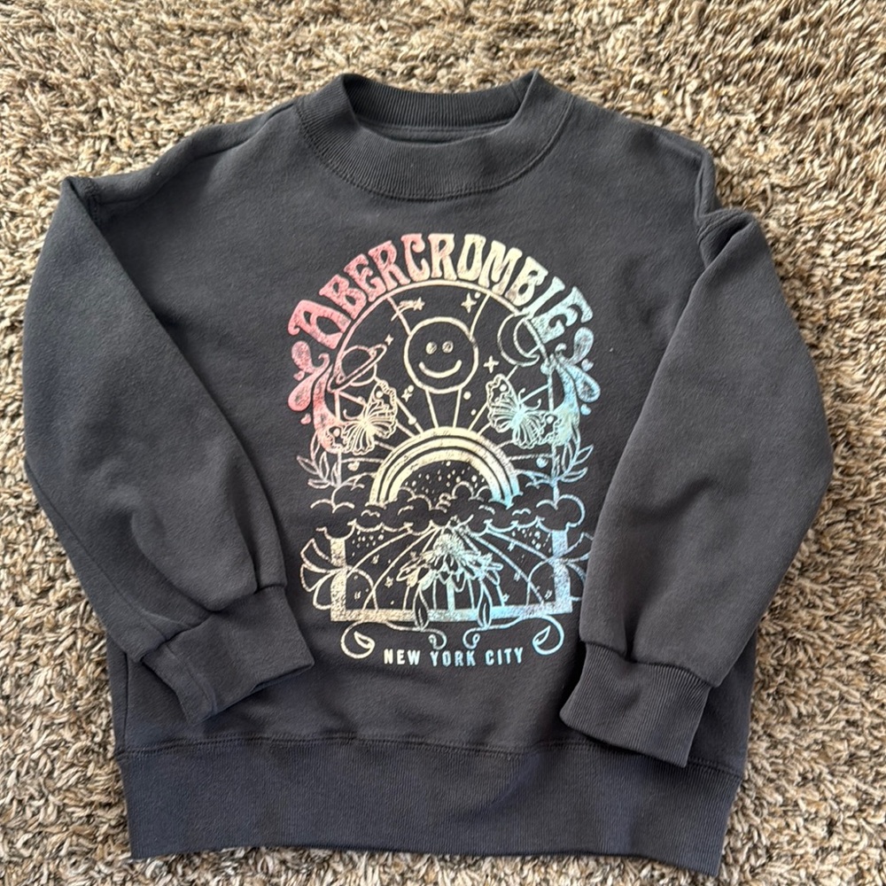 Abercrombie & Fitch Black Crewneck Sweatshirt with Graphic Design
